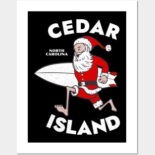 Cedar Island, NC Christmas Vacationing Skiing Santa Posters and Art